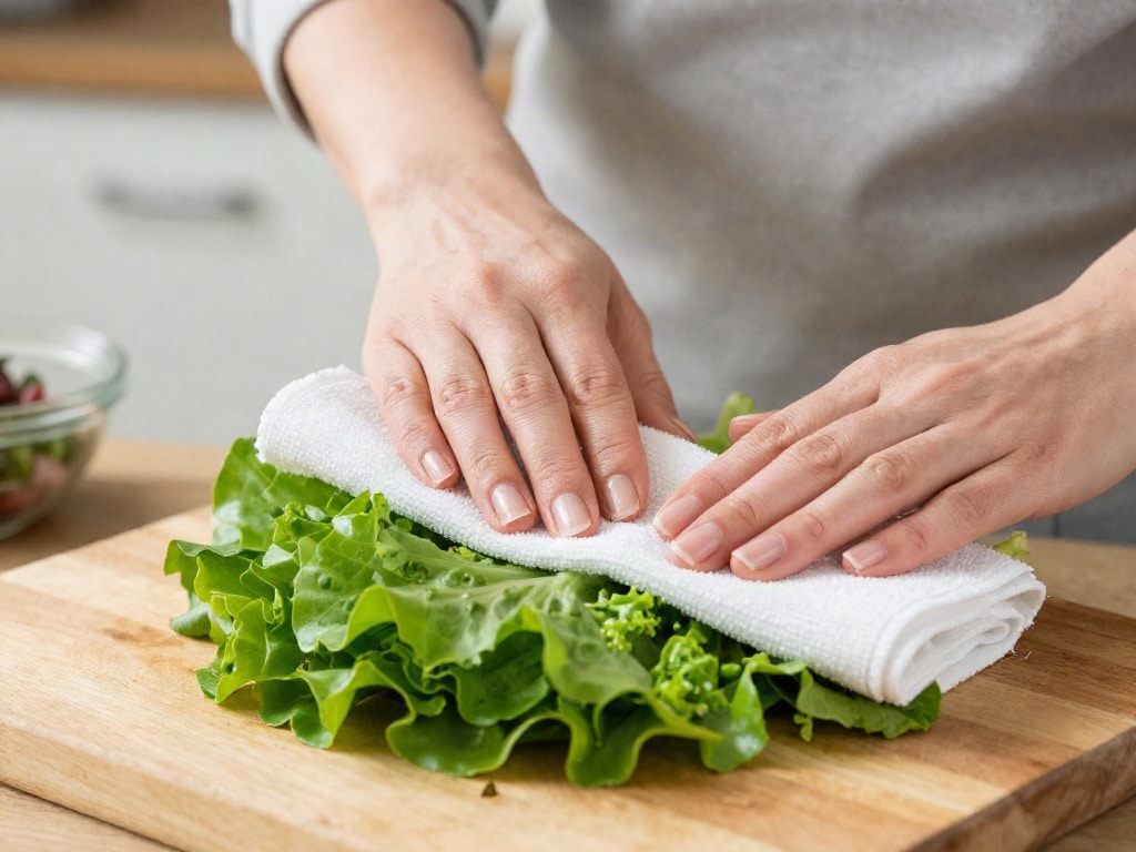 Salat ohne Salatschleuder trocknen