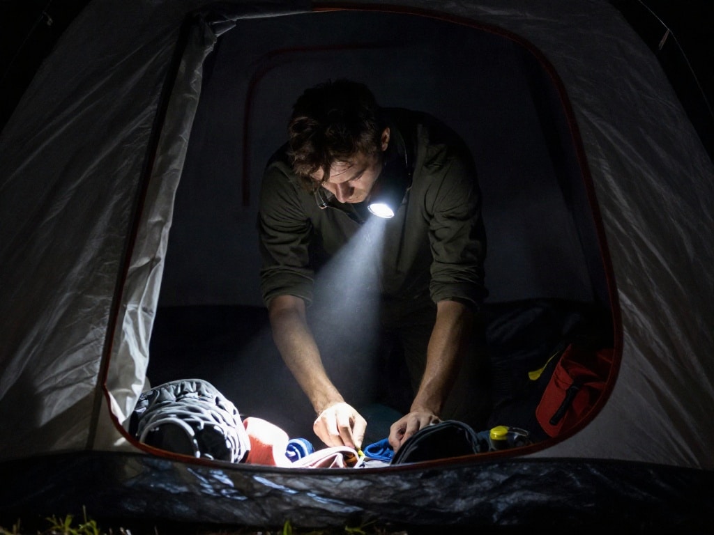 Camping nachts Sachen finden