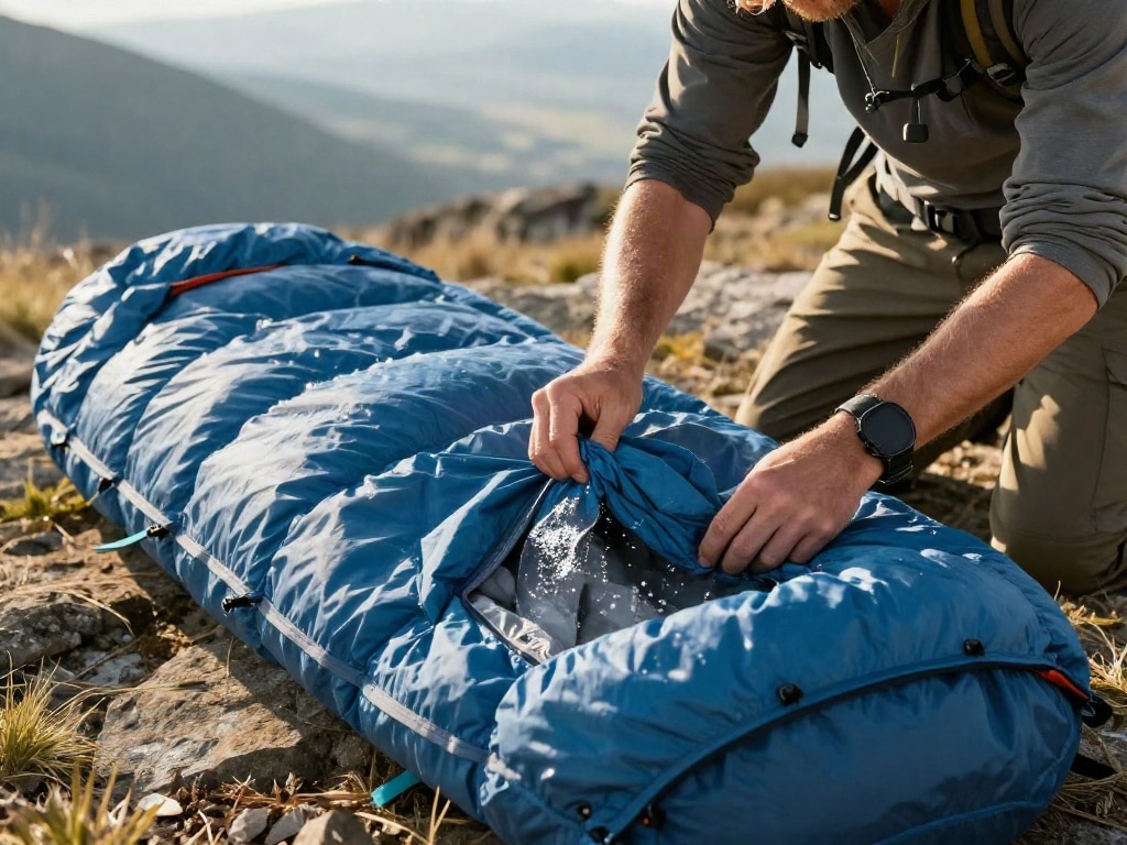 Schlafsack Camping lüften